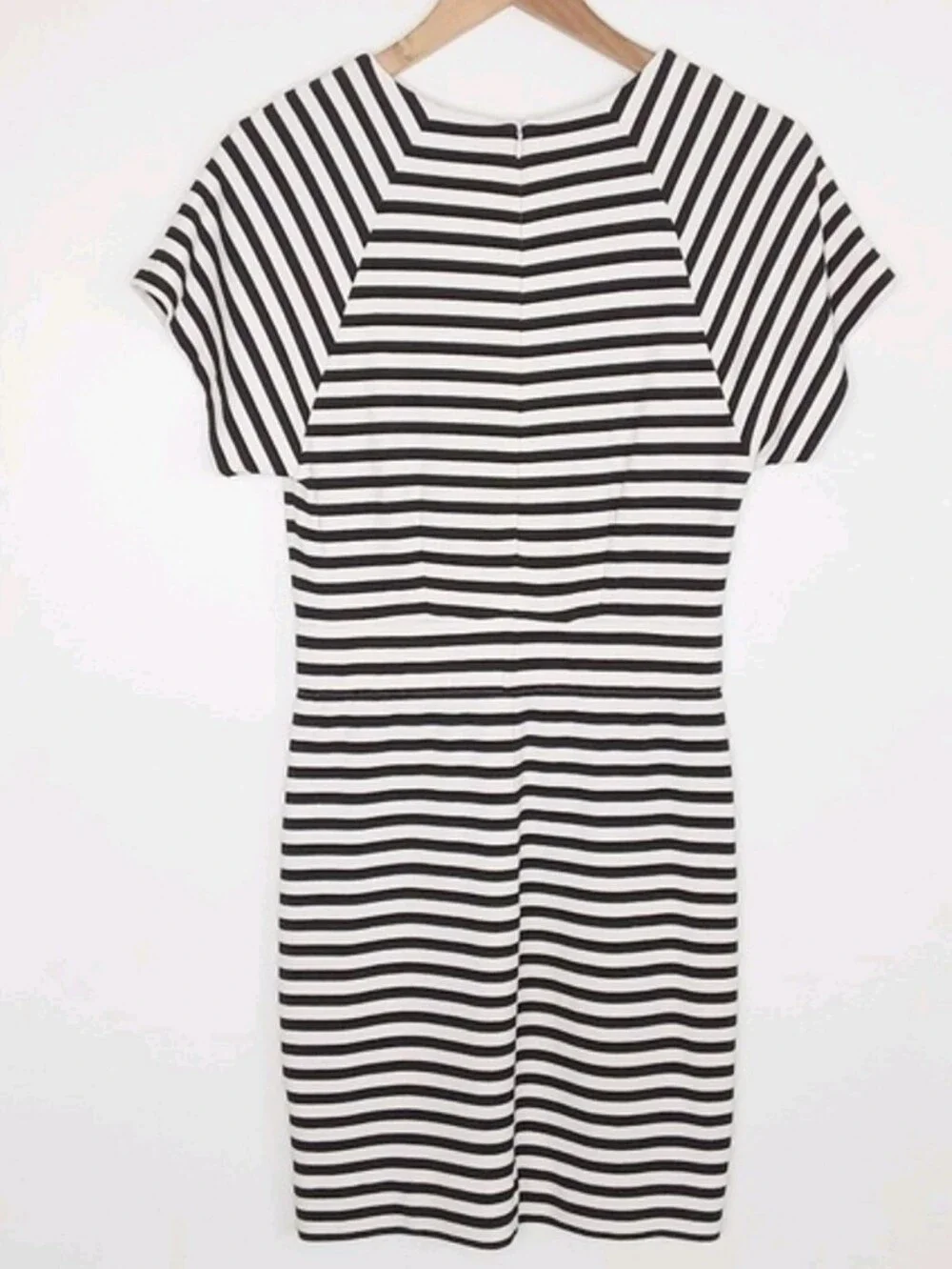 Madewell Stripe Dress Size 0 Black Off- White Knit Stretch Short Sleeve